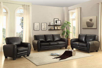 Retro Chic Black Faux Leather Loveseat