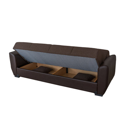 Primo Brown PU Leather Arms Sofa Bed