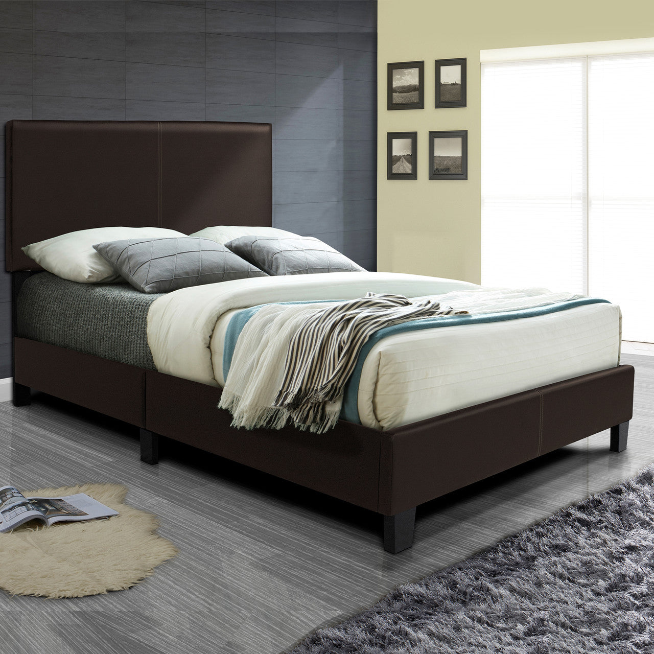 Go Green Woods Nora Faux Leather Upholstered Twin Panel Bed