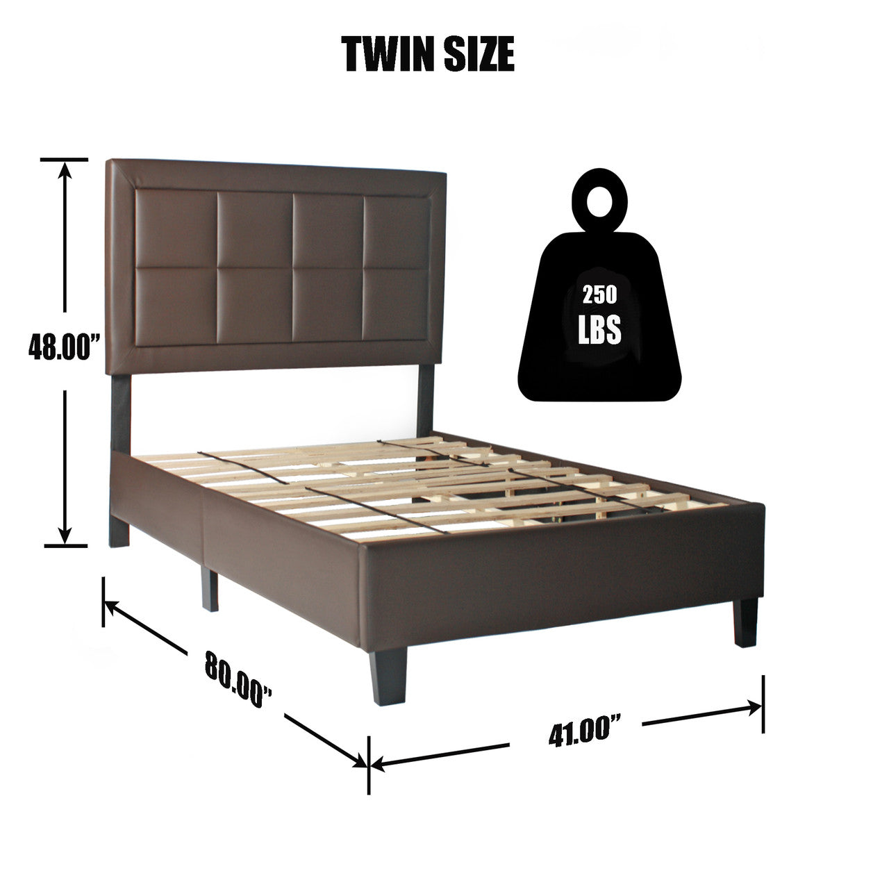 Go Green Woods Elegant Faux Leather Upholstered Panel Bed Twin