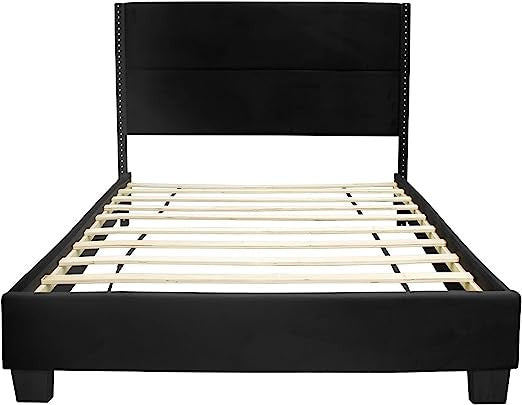 Go Green Woods Giulia Velvet Upholstered Twin Platform Panel Bed