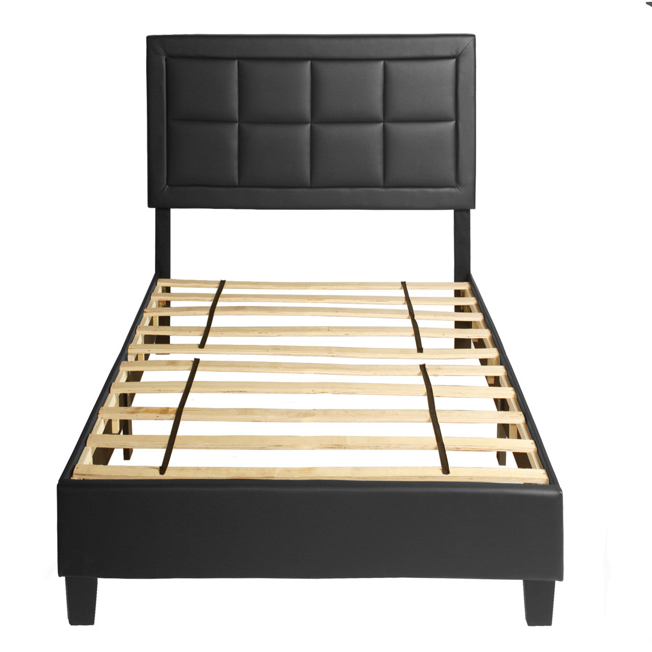 Go Green Woods Elegant Faux Leather Upholstered Panel Bed Twin