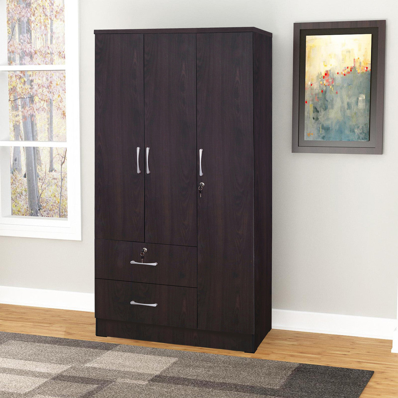 Go Green Woods Symphony Wardrobe Armoire Closet with Two Drawers