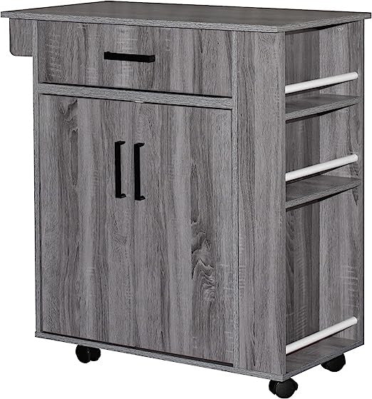 Go Green Woods Shelby Rolling Kitchen Cart with Storage Cabinet