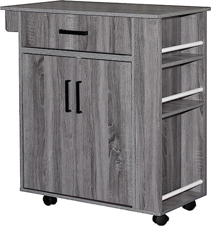 Go Green Woods Shelby Rolling Kitchen Cart with Storage Cabinet