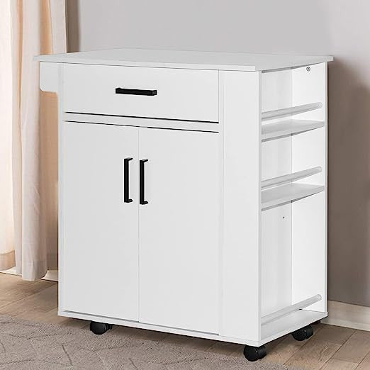 Go Green Woods Shelby Rolling Kitchen Cart with Storage Cabinet