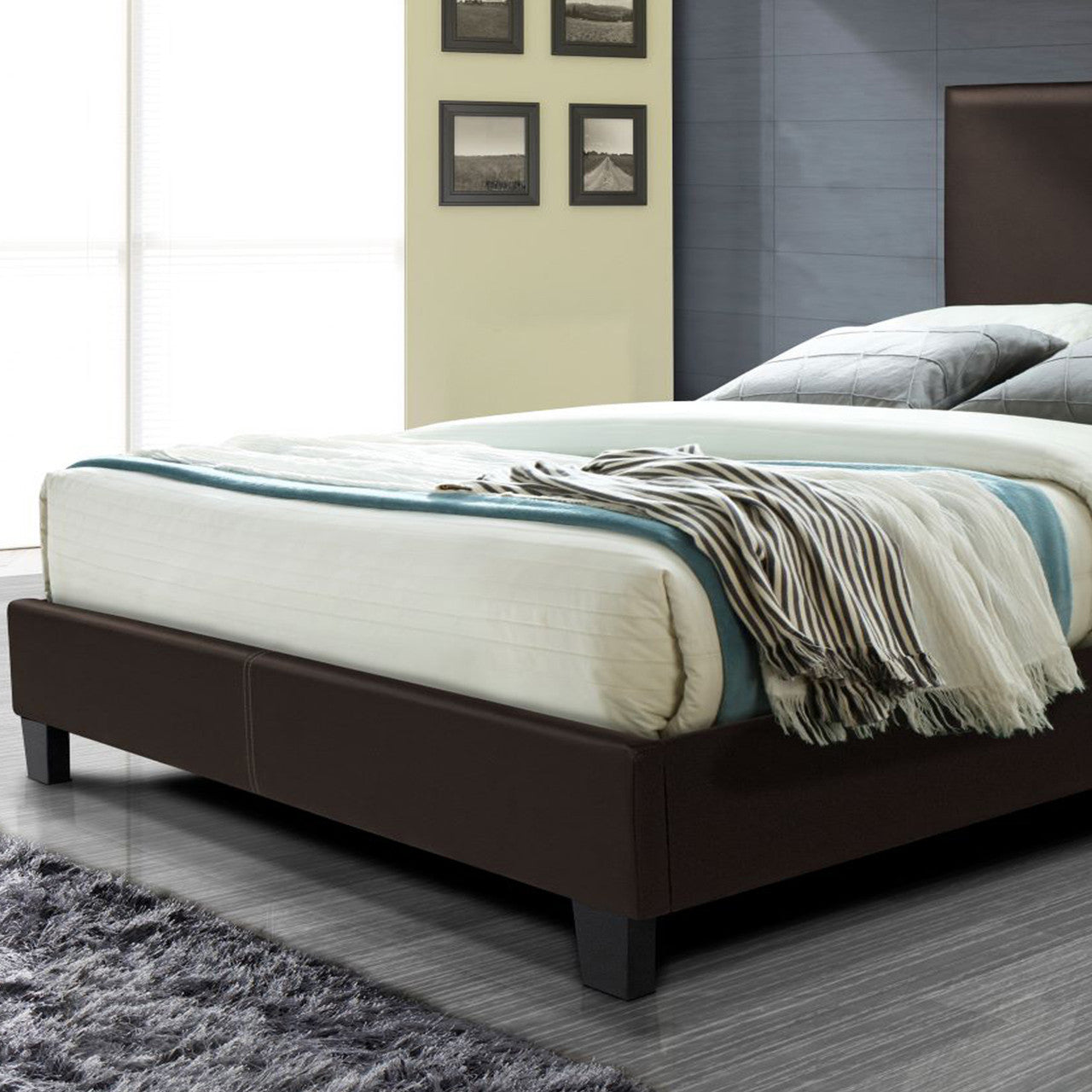 Go Green Woods Nora Faux Leather Upholstered Full Panel Bed