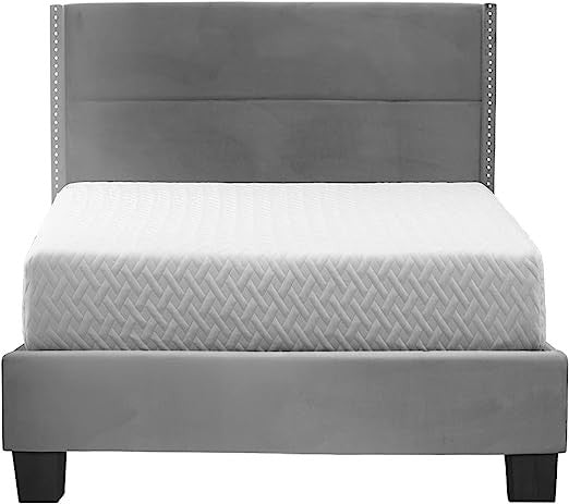 Go Green Woods Giulia Velvet Upholstered Twin Platform Panel Bed