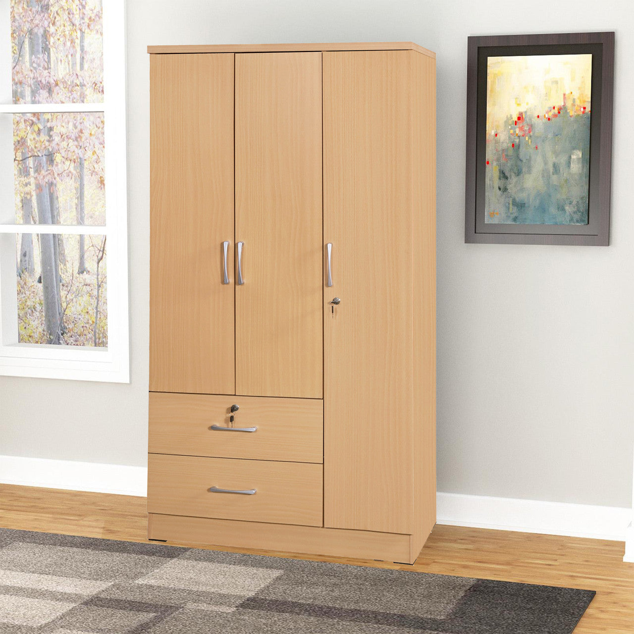 Go Green Woods Symphony Wardrobe Armoire Closet with Two Drawers