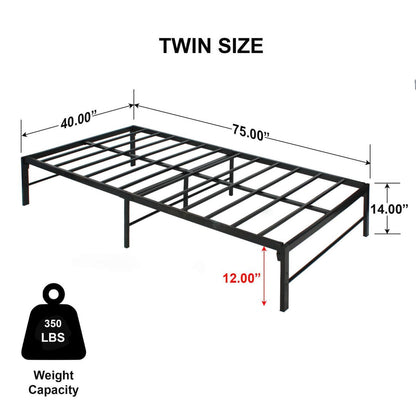 Go Green Woods Lily Foldable Welded Black Metal Platform Bed Frame Twin