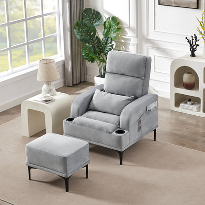 Velvet Comfort Accent Chair & Ottoman