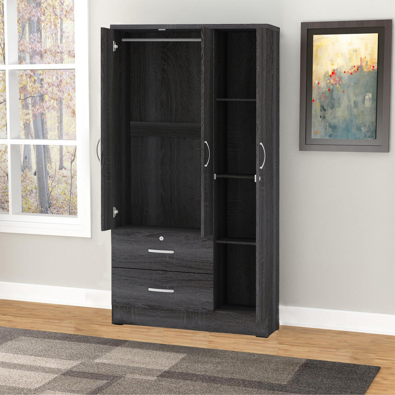Go Green Woods Symphony Wardrobe Armoire Closet with Two Drawers