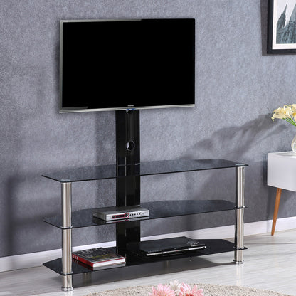 Go Green Woods Ella Swivel Mount Black Glass TV Stand for up to 55-inch TV