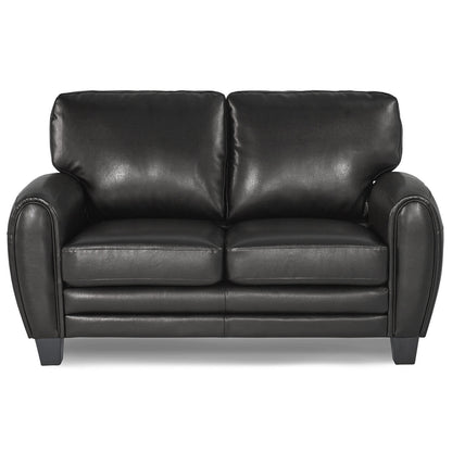 Retro Chic Black Faux Leather Loveseat