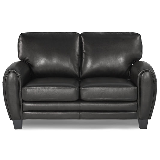 Retro Chic Black Faux Leather Loveseat