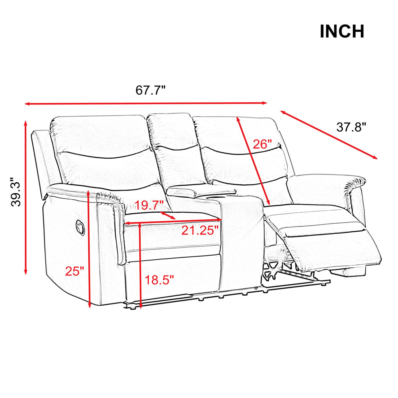 DreamSeat  2-Seater Motion Sofa Grey Pu