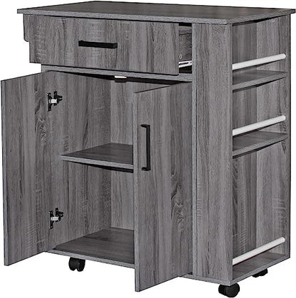 Go Green Woods Shelby Rolling Kitchen Cart with Storage Cabinet