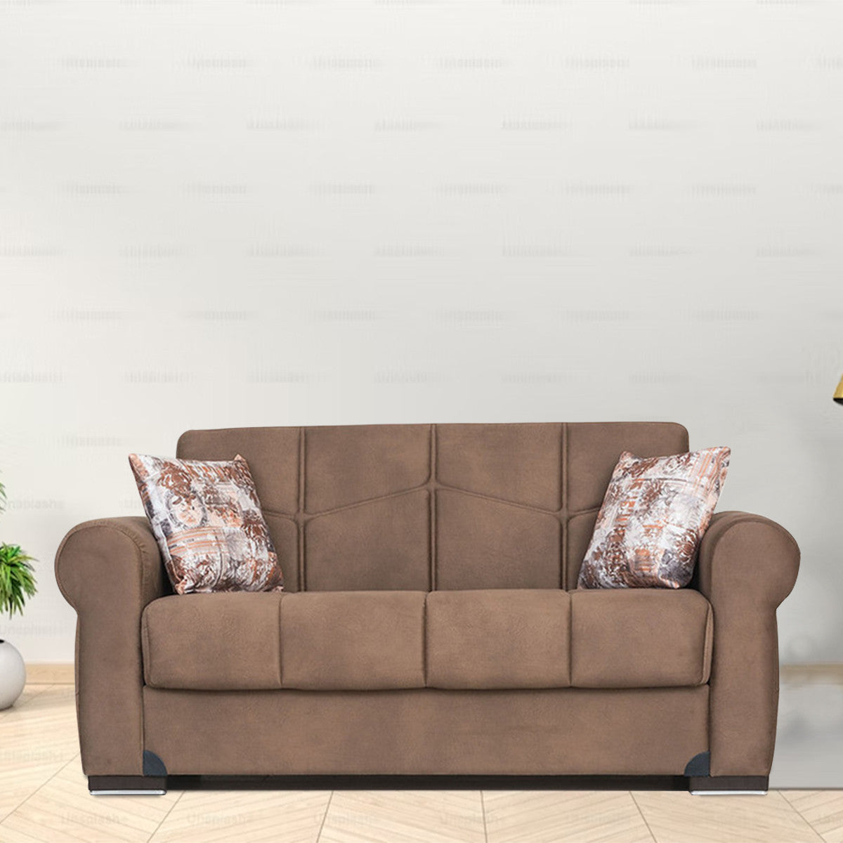 Ana Light Brown Fabric Loveseat