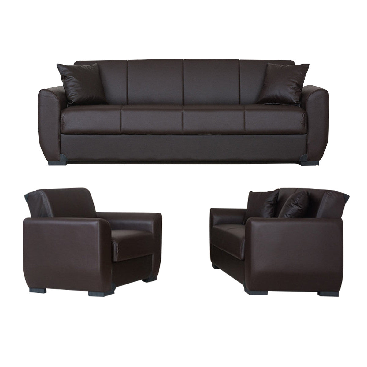 Aisha Brown PU Leather Sofa Bed
