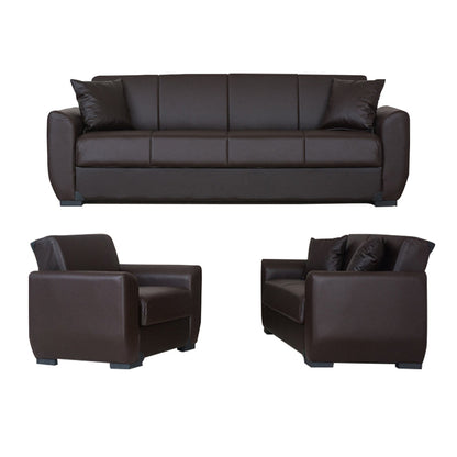 Aisha Brown PU Leather Sofa Bed