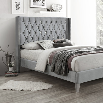 Go Green Woods Alexa Velvet Upholstered Queen Platform Bed
