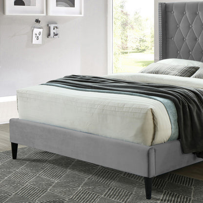 Go Green Woods Amelia Velvet Tufted Queen Platform Bed