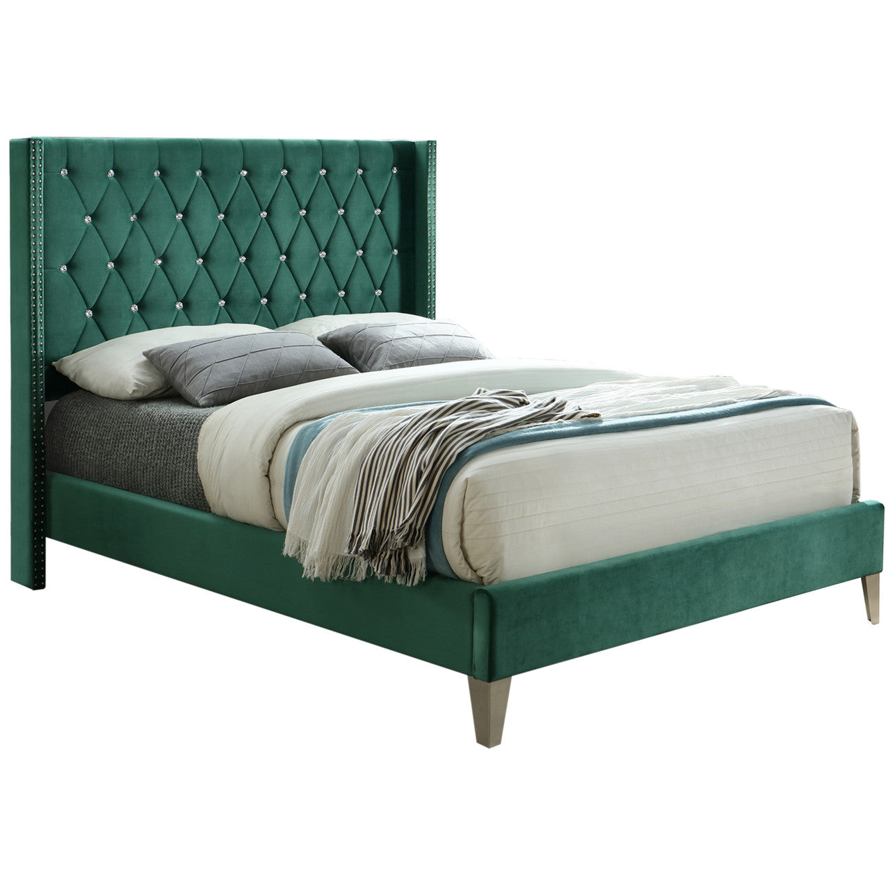Go Green Woods Alexa Velvet Upholstered Queen Platform Bed