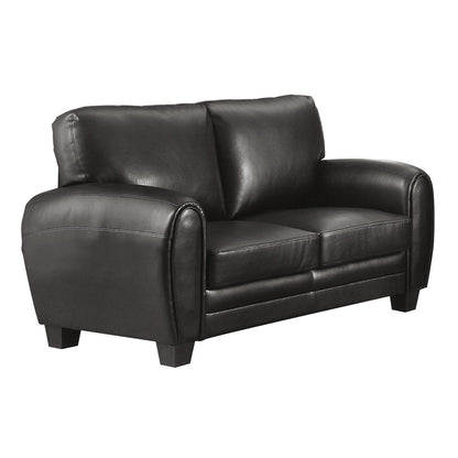 Retro Chic Black Faux Leather Loveseat
