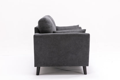 Damian Gray Velvet Fabric Loveseat