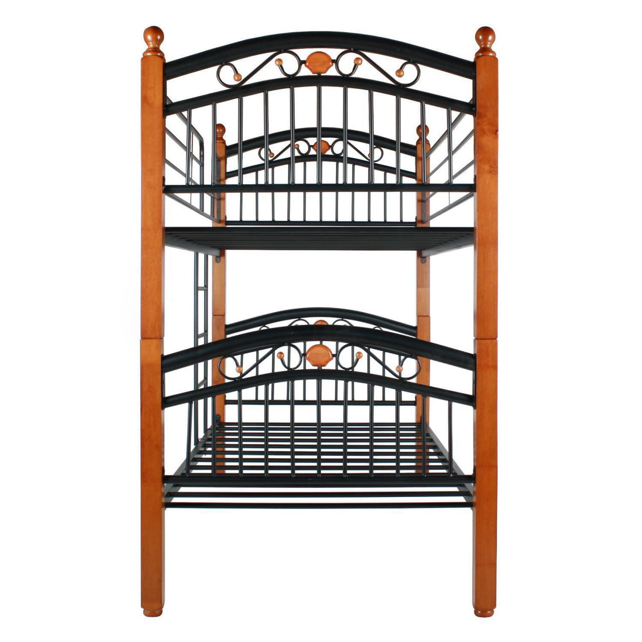 Go Green Woods Lexus Twin-Twin Black Metal Bunk Bed with Solid Wood Legs