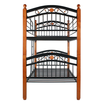 Go Green Woods Lexus Twin-Twin Black Metal Bunk Bed with Solid Wood Legs