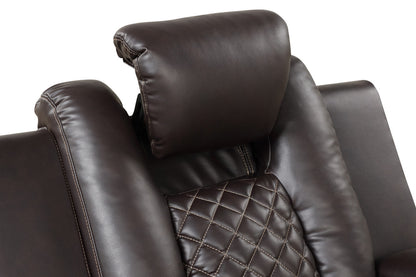 Benz LED & Power Reclining Brown Loveseat