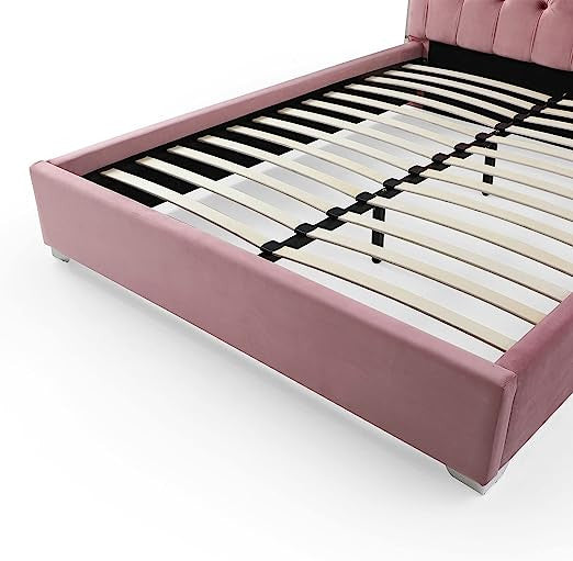 Go Green Woods Sophia Velvet King Bed with Silver Metal Frame