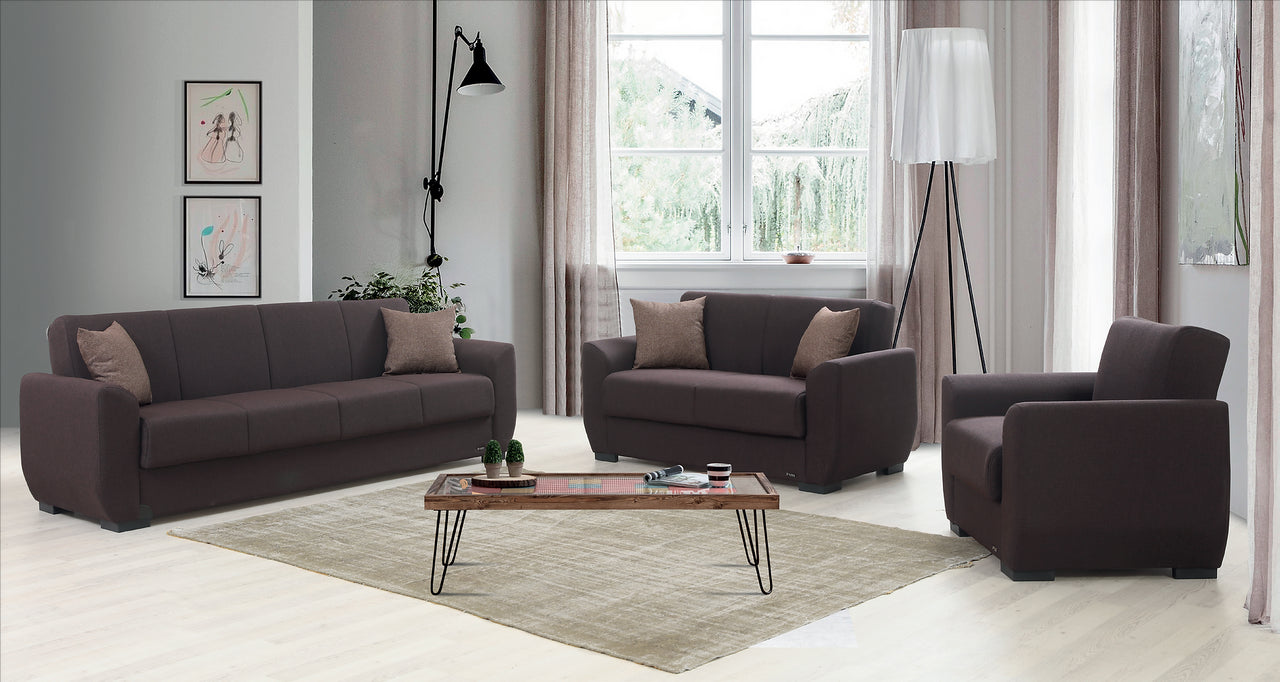 Karen Dark Brown Fabric Loveseat