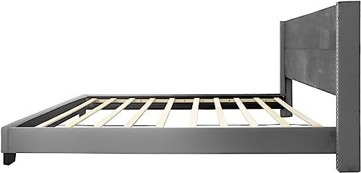 Go Green Woods Giulia Velvet Upholstered Twin Platform Panel Bed