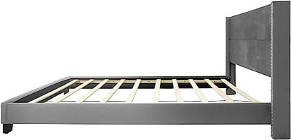 Go Green Woods Giulia Velvet Upholstered Twin Platform Panel Bed