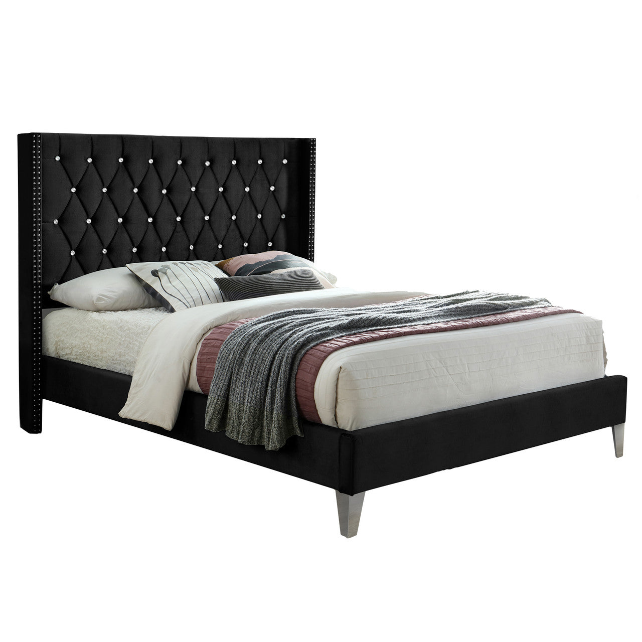 Go Green Woods Alexa Velvet Upholstered Queen Platform Bed