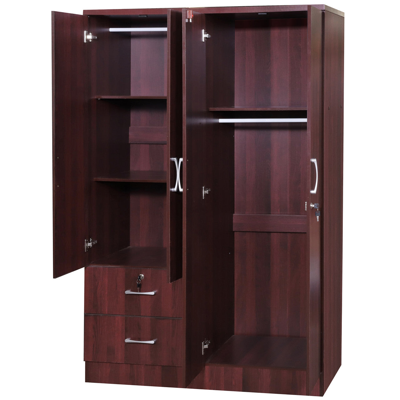 Go Green Woods Luna Modern Wood 4 Doors 2 Drawers Armoire