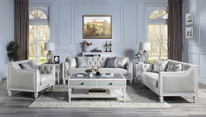 Katia Light Gray Linen Loveseat with 2 Pillows