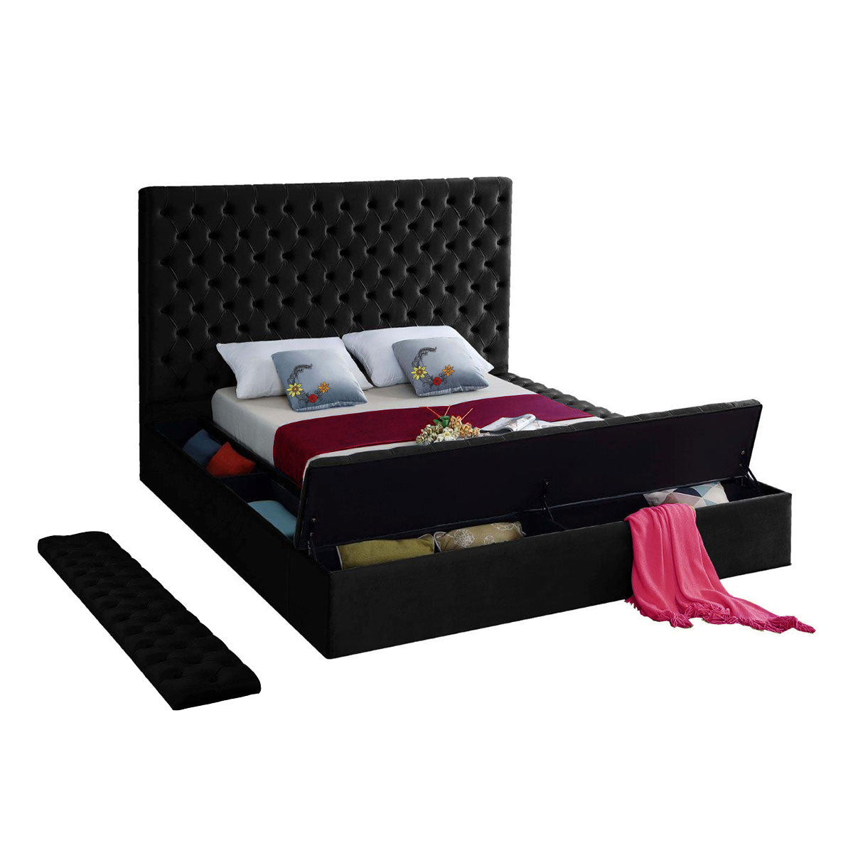 Go Green Woods Cosmopolitan Velvet Upholstered Platform Queen Bed