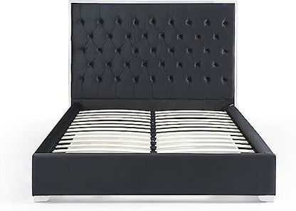Go Green Woods Sophia Velvet King Bed with Silver Metal Frame