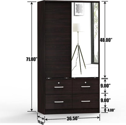 Go Green Woods Sarah Double Sliding Door Armoire with Mirror
