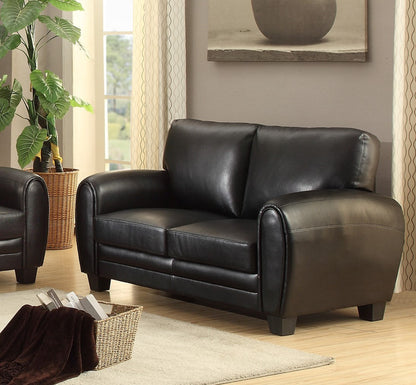 Retro Chic Black Faux Leather Loveseat