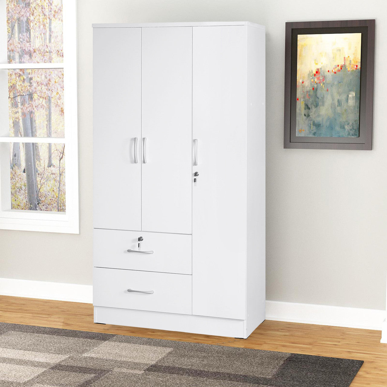 Go Green Woods Symphony Wardrobe Armoire Closet with Two Drawers