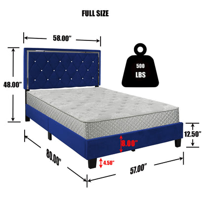 Go Green Woods Monica Velvet Upholstered Full Platform Bed