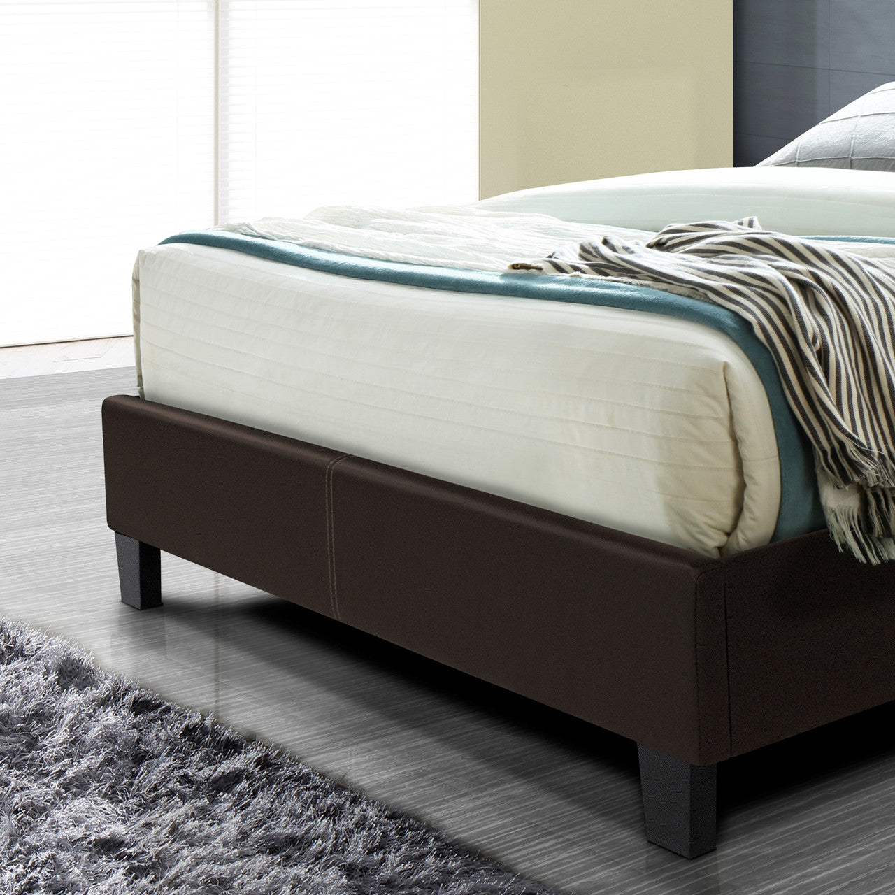 Go Green Woods Nora Faux Leather Upholstered Twin Panel Bed