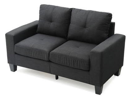 Versatile Black Fabric Loveseat