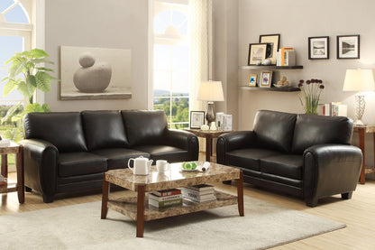 Retro Chic Black Faux Leather Loveseat