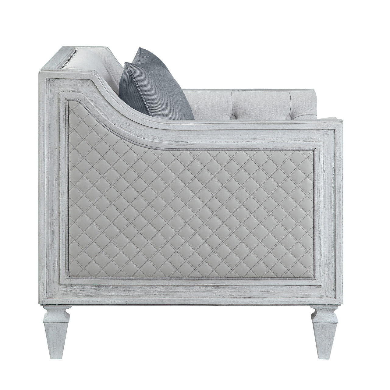 Katia Light Gray Linen Loveseat with 2 Pillows