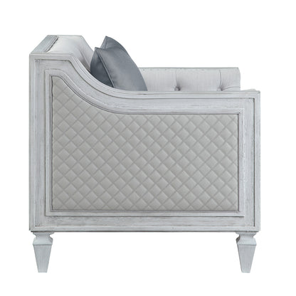 Katia Light Gray Linen Loveseat with 2 Pillows